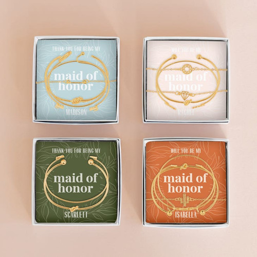Personalized Maid of Honor Gift Bracelet Set Personalized Maid of Honor Gift Bracelet Set