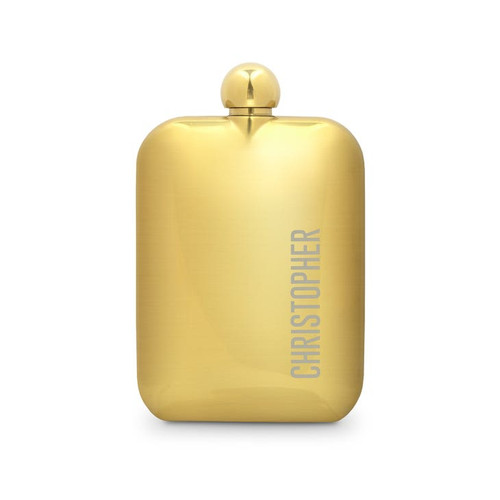 Personalized Gold Round Edged Flask - Groomsman Gift - Vertical Name Personalized Gold Round Edged Flask - Groomsman Gift - Vertical Name