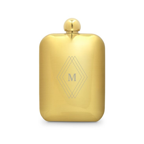 Personalized Gold Round Edged Flask - Groomsman Gift - Diamond emblem Personalized Gold Round Edged Flask - Groomsman Gift - Diamond emblem