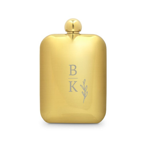 Personalized Gold Round Edged Flask - Groomsman Gift - Rustic Love Personalized Gold Round Edged Flask - Groomsman Gift - Rustic Love