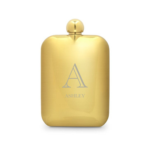 Personalized Gold Round Edged Flask - Groomsman Gift - Deco Monogram Personalized Gold Round Edged Flask - Groomsman Gift - Deco Monogram