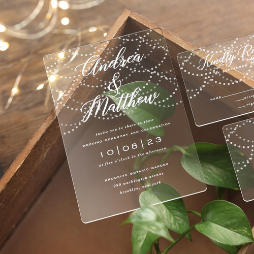 Acrylic Wedding Invitations - Hanging Lights