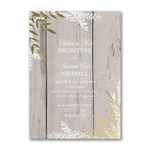 Woodgrain Wedding Invitations - Rustic Beauty