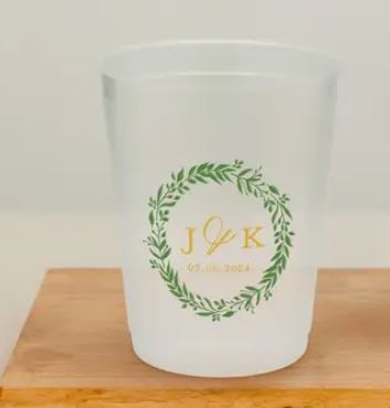 Personalized Plastic Party Cups - 16 oz. - Love Wreath