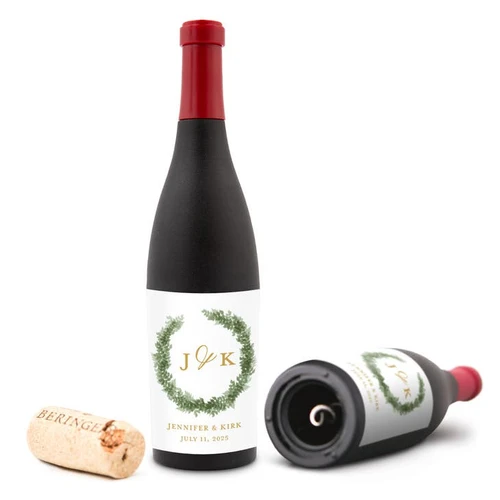 Wine Bottle Shaped Corkscrew Bottle Opener Favor - Love Wreath
