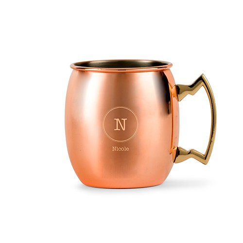Copper Moscow Mule Mug with Circle Monogram Copper Moscow Mule Mug with Circle Monogram