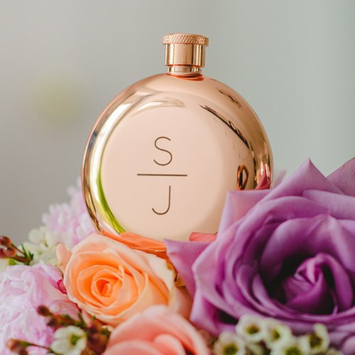 Personalized Round Flask in Silver or Rose Gold Personalized Round Flask in Silver or Rose Gold