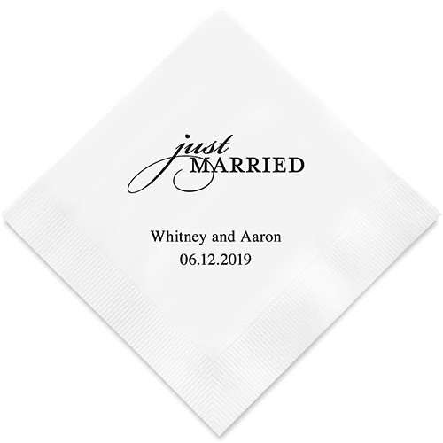 Just Married Personalized Napkins  Just Married Personalized Napkins
