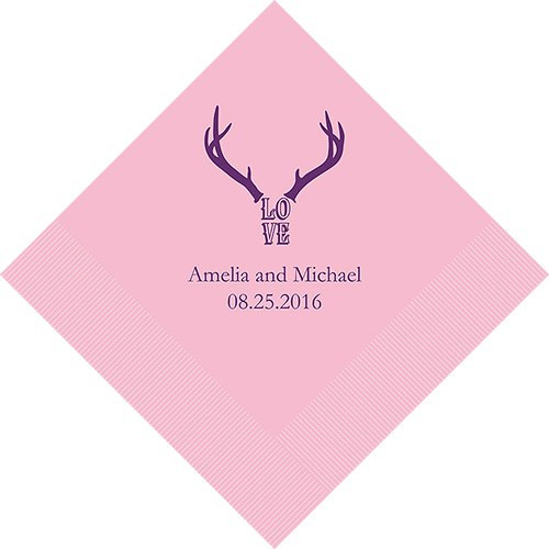 Love Antlers Personalized Napkins - Woodland Wedding  Love Antlers Personalized Napkins - Woodland Wedding