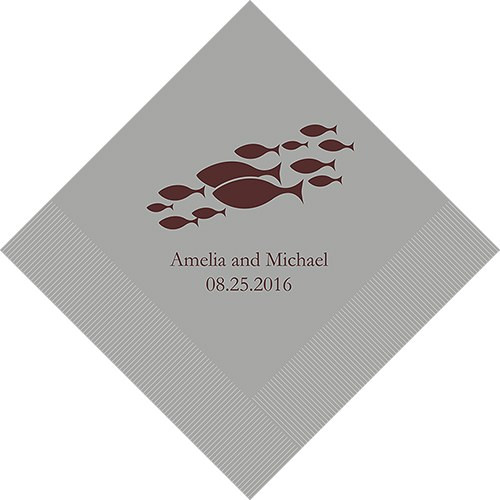 Two Less Fish In The Sea Personalized Napkins - Beach Wedding