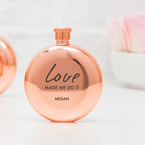 Personalized Bridesmaid Flask in Rose Gold - Love Made Me Do It Personalized Bridesmaid Flask in Rose Gold - Love Made Me Do It