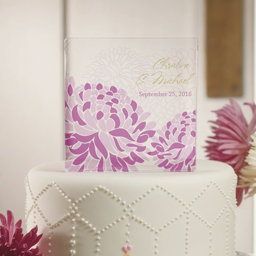 Floral Cake Topper - Blooming Zinnia - Engraved Acrylic Floral Cake Topper - Blooming Zinnia - Engraved Acrylic