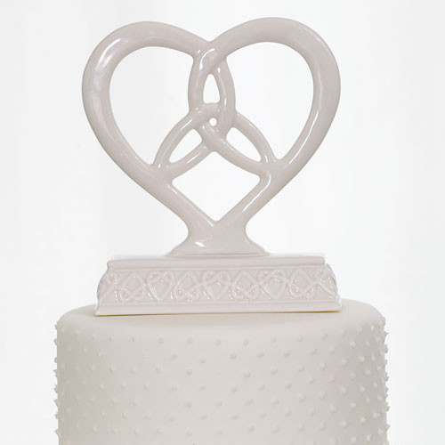 Trinity Knot Cake Topper in White Porcelain - Heart Framed Trinity Knot Cake Topper in White Porcelain - Heart Framed