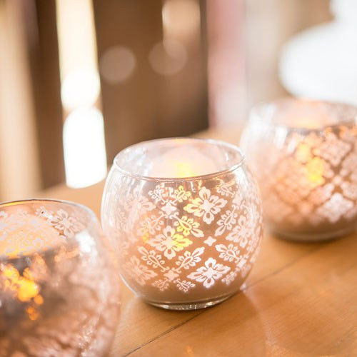 Globe Votive Candle Holders with Lace Pattern
