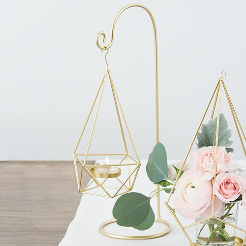 Hanging Gold Candle Holders - Modern Geometric - Large Hanging Gold Candle Holders - Modern Geometric - Large