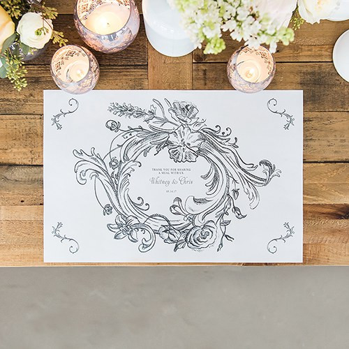 Vintage Place Mats in Floral Frame - Paper - Personalized Vintage Place Mats in Floral Frame - Paper - Personalized