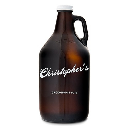 Personalized Beer Growler - Vintage Print - Groomsmen Gift