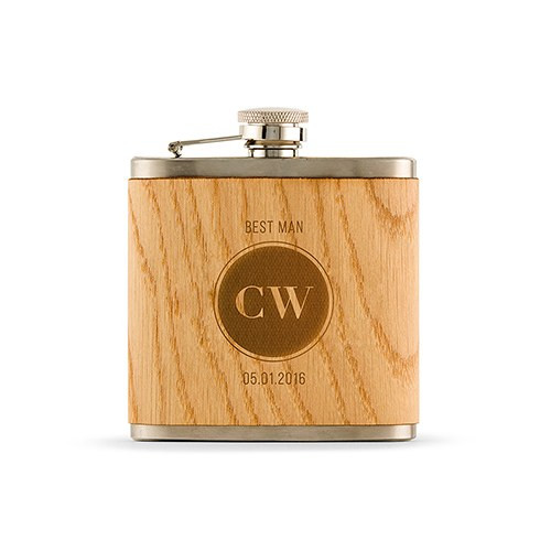 Personalized Wood Flask - Circle Monogram - Groomsmen Gift Personalized Wood Flask - Circle Monogram - Groomsmen Gift