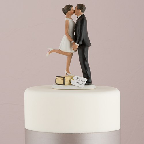 Wedding Cake Topper - A Honeymoon Kiss & We're Off - Medium Skin Tone Wedding Cake Topper - A Honeymoon Kiss & We're Off - Medium Skin Tone
