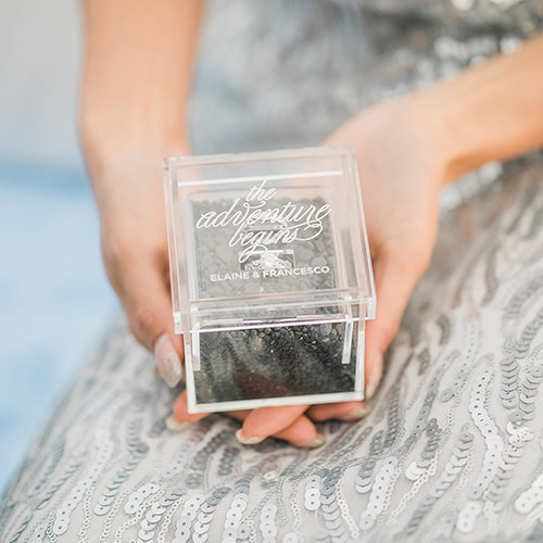 Acrylic Wedding Ring Box - Personalized - Adventure Begins Acrylic Wedding Ring Box - Personalized - Adventure Begins