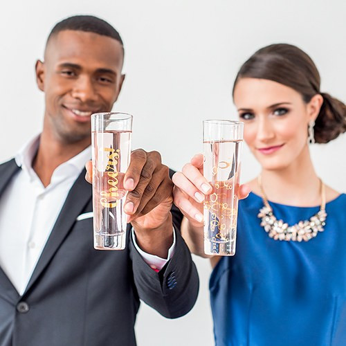 Champagne Flutes in Gold - Celebration Champagne Flutes in Gold - Celebration