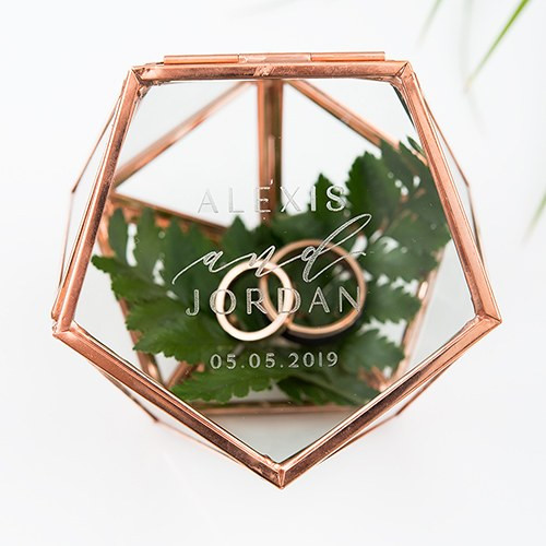 Geometric Terrarium Ring Box in Copper - Personalized Modern