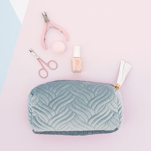 Quilted Velvet Cosmetic Bag in Spa Blue - Bridesmaid Gift Quilted Velvet Cosmetic Bag in Spa Blue - Bridesmaid Gift