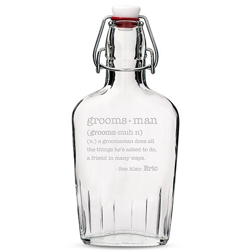 Personalized Glass Hip Flask - Best Man or Groomsman Personalized Glass Hip Flask - Best Man or Groomsman