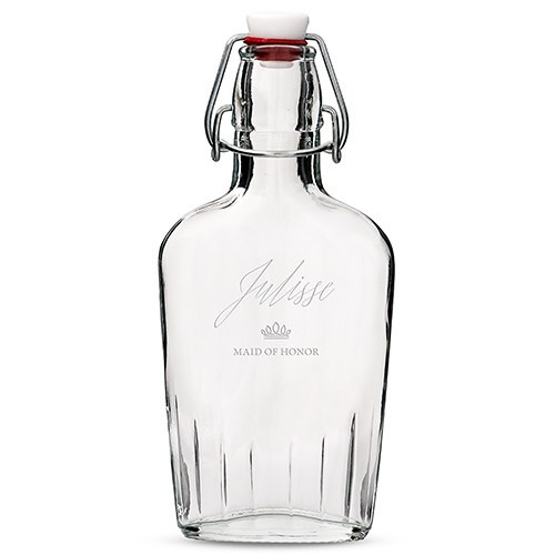Personalized Glass Hip Flask - Crown - Bridesmaid or Groomsmen Gift Personalized Glass Hip Flask - Crown - Bridesmaid or Groomsmen Gift