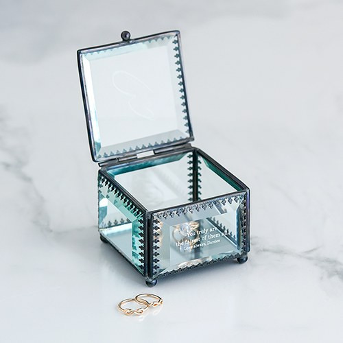 Vintage Glass Jewelry Box - Personalized Vintage Glass Jewelry Box - Personalized
