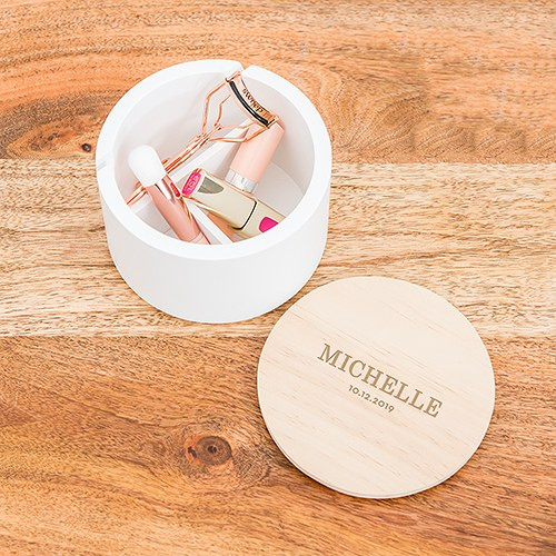 Round Wooden Keepsake Box - Classic Font  Round Wooden Keepsake Box - Classic Font