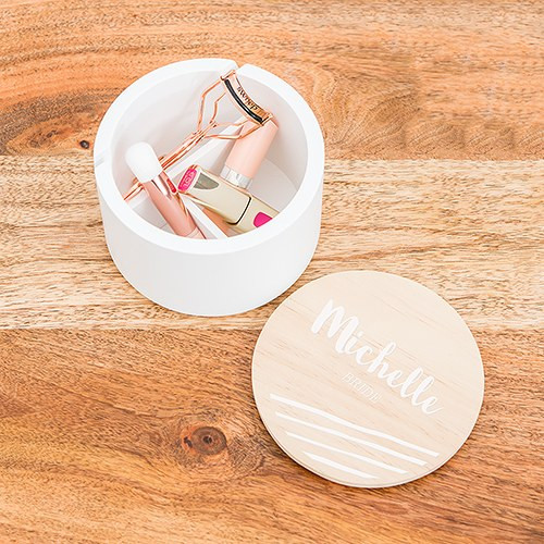 Round Wooden Keepsake Box - Script Font  Round Wooden Keepsake Box - Script Font