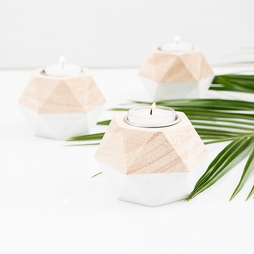 Wood Geometric Candle Holder Wood Geometric Candle Holder