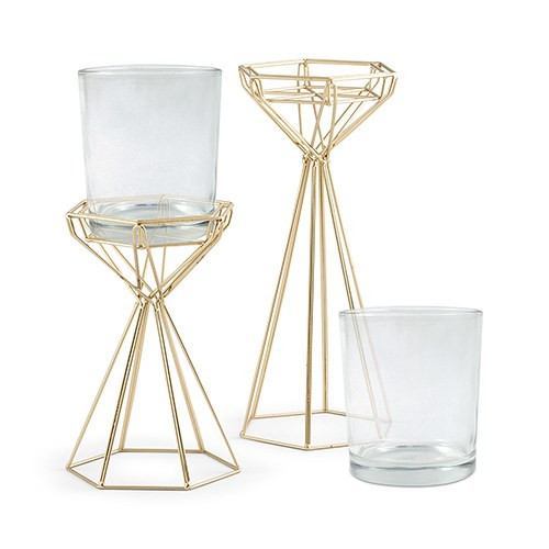 Gold Geometric Candle Holder Set Gold Geometric Candle Holder Set