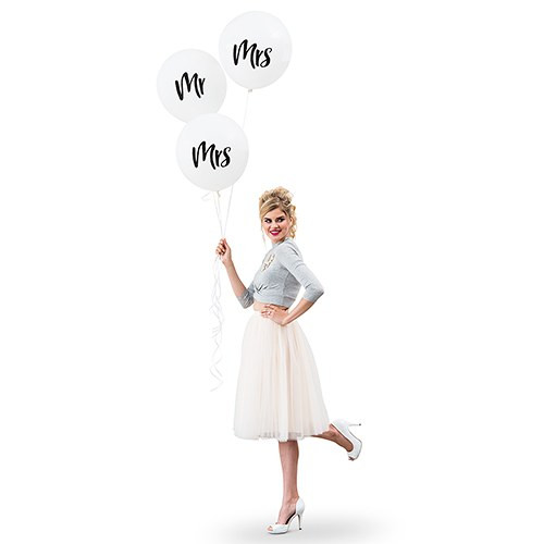 White Round Wedding Balloons - 17" - Mrs. White Round Wedding Balloons - 17" - Mrs.