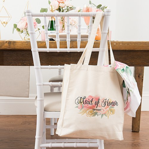 Personalized Bridesmaid Tote Bag - Modern Floral Personalized Bridesmaid Tote Bag - Modern Floral