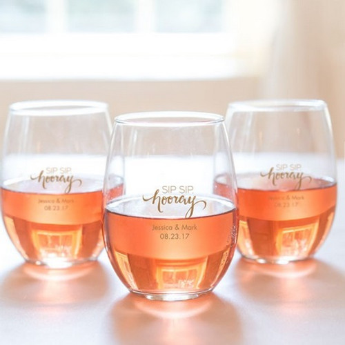 Personalized 15 oz. Stemless Wine Glass - Party Favors, Wedding, Baby