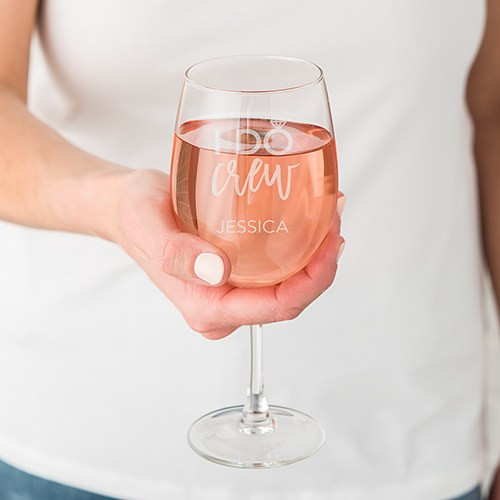 Personalized Wedding Wine Glass - I Do Crew Personalized Wedding Wine Glass - I Do Crew