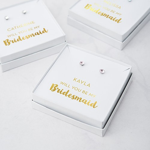 Swarovski Crystal Earrings - Personalized Gift - Be My Bridesmaid? Swarovski Crystal Earrings - Personalized Gift - Be My Bridesmaid?