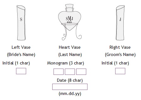 heart sand ceremony vase set