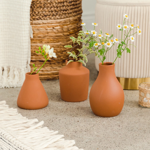 Terra Cotta Vase Set - Clay