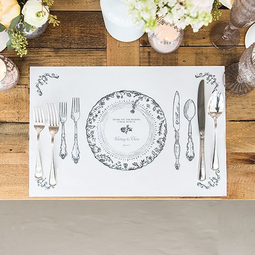 Vintage Wedding Placemats Table Setting Paper Personalized