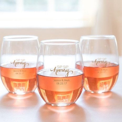 Personalized Stemless Wine Glasses-Wedding Glass Favors-Sml