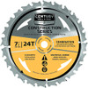 Century Drill & Tool 13101 Construction Series Combination Saw Blade, 24T, 7-1/4" BULK