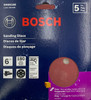 BOSCH SR6R180 5-Piece 180 Grit 6 In. 6 Hole Hook-And-Loop Sanding Discs , Red