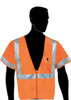 Liberty Glove & Safety C16004F/L HiVizGard Polyester All Mesh Fabric Class 3 Safety Vest with 2" Wide Silver Reflective Stripes and Pockets, Large, Fluorescent Orange