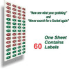 Chrome Socket Labels - (60-Labels) Green Edition tough chrome foil tool decals, great for mechanics & homeowners, Socket Set stickers that fit all brands of fine tools
