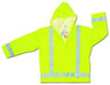 MCR Safety 500RJHX3 Luminator Class 3 Polyester/Polyurethane Jacket with Attached Hood and 3M Silver Reflective Stripes, Lime Green, 3X-Large