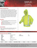 MCR Safety 500RJHX3 Luminator Class 3 Polyester/Polyurethane Jacket with Attached Hood and 3M Silver Reflective Stripes, Lime Green, 3X-Large