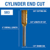 Champion Cutting Tool Double Cut Titanium Nitride Coated Carbide Bur (SB3 TIN DC) Champion Cutting Tool Double Cut Titanium Nitride Coated Carbide Bur (SB3 TIN DC)